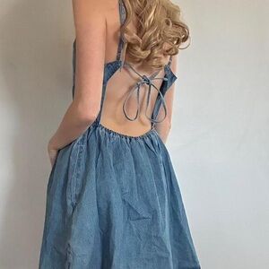 Hollister Denim Backless Mini Dress